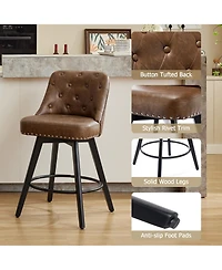 gaomon Bar Stools Set of 2, Seat Height Swivel Bar Chairs with Upholstered Seat and Footrest