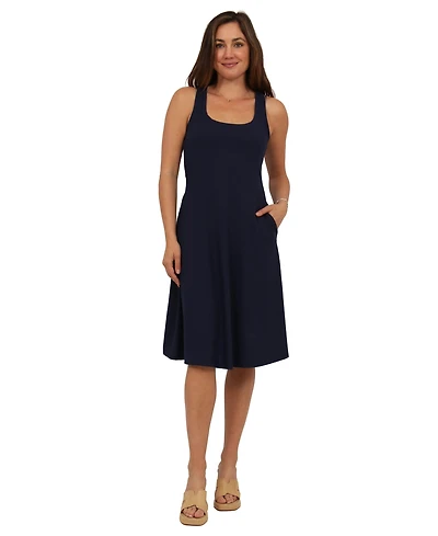 24seven Comfort Apparel Women's Ribbed Knit Sleeveless Midi Dress