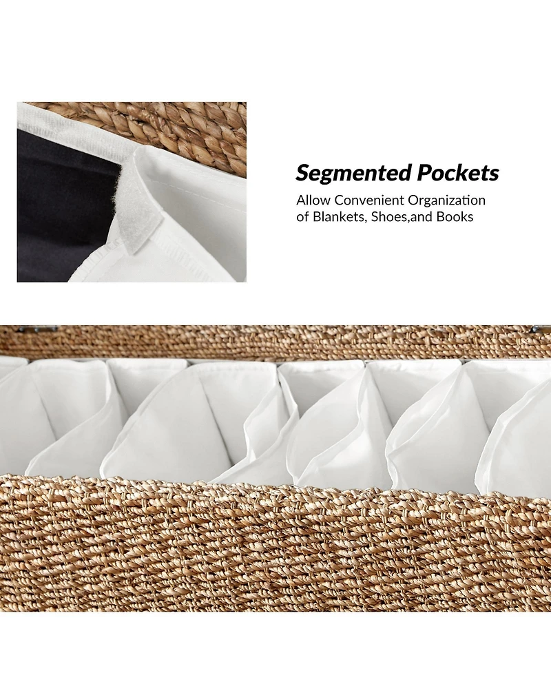 Hulala Home Anesty Upholstered Flip Top Storage Bench with Solid Wood Legs and Segmented Pockets