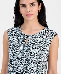 Kasper Petite Printed Keyhole Sleeveless Top
