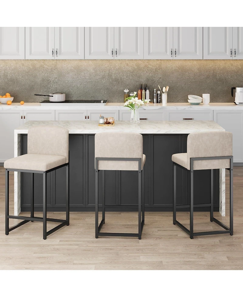 gaomon Set of 2 Faux Leather Counter Height Bar Stools