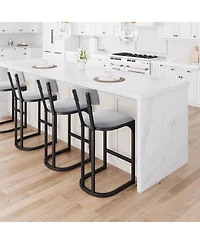 gaomon Set of Counter Height Metal Bar Stools with Upholstered Back