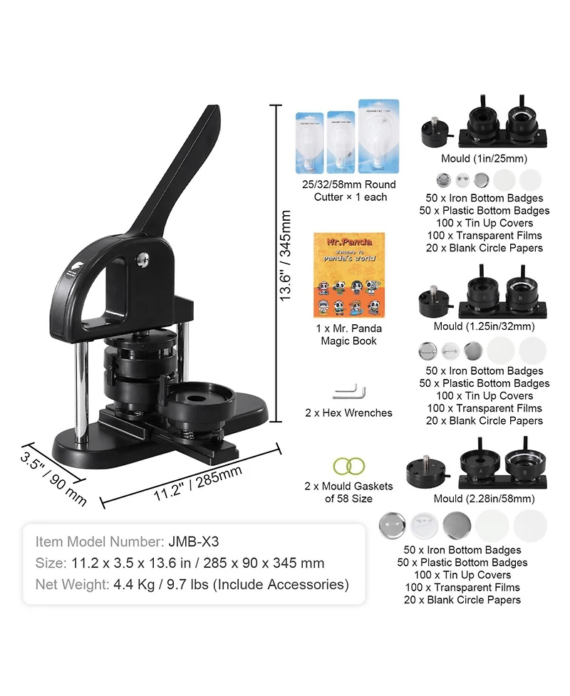 Yobtop Button Maker Machine