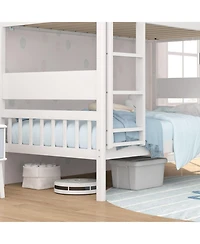 Slickblue Bunk Bed with Ladder and Full-Length Guardrails for Kids