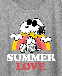 Hybrid Apparel Plus Peanuts Summer Love Snoopy and Woodstock Short-Sleeve Graphic T-Shirt