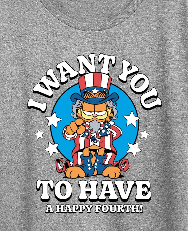 Hybrid Apparel Plus Garfield Want You to Have Happy Fourth Short-Sleeve Graphic T-Shirt