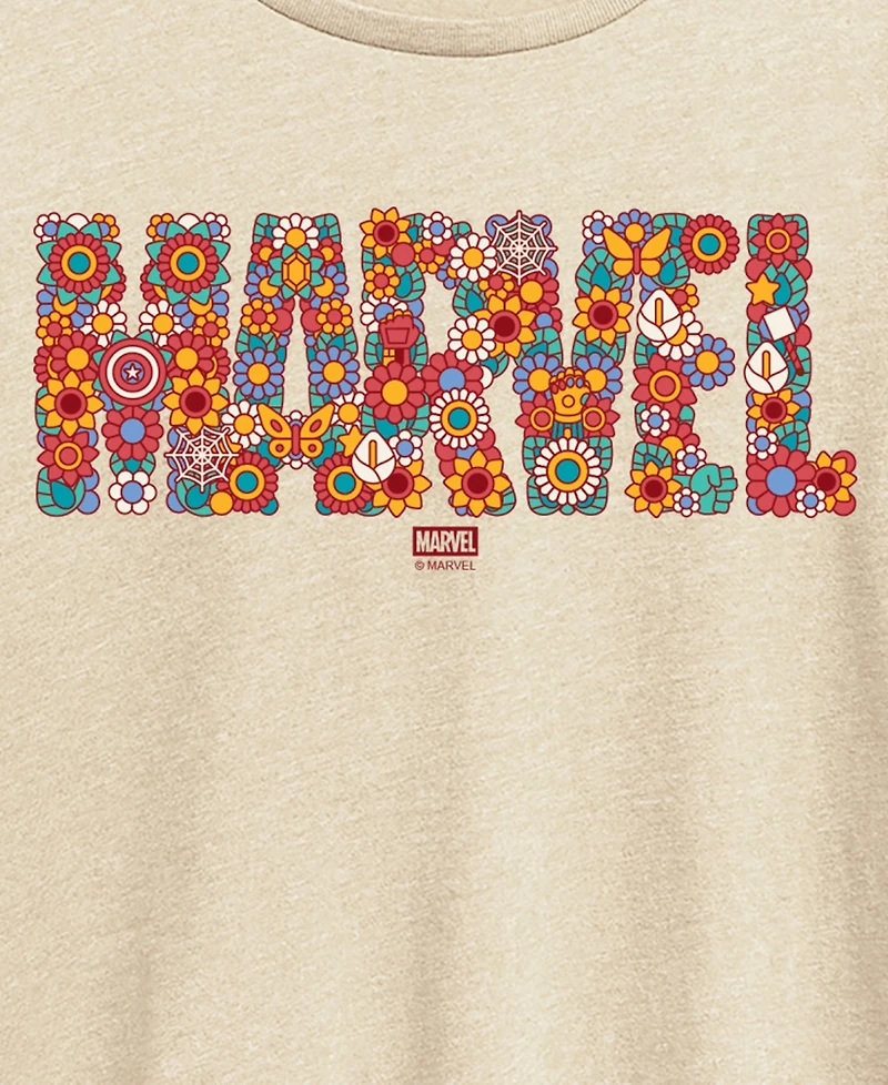 Hybrid Apparel Plus Marvel Logo Florals Short-Sleeve Graphic T-Shirt