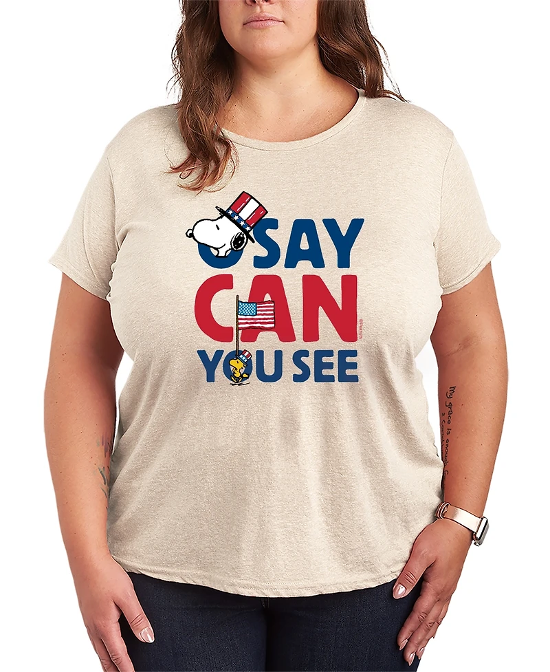 Hybrid Apparel Plus Peanuts Snoopy Say Can You See Short-Sleeve Graphic T-Shirt