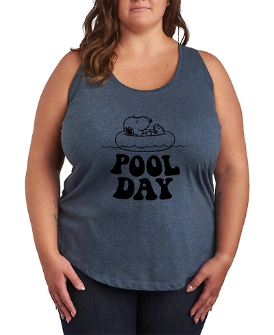 Hybrid Apparel Plus Peanuts Snoopy Pool Day Racerback Graphic Tank Top