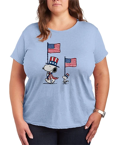 Hybrid Apparel Plus Peanuts Snoopy Woodstock Flags Short-Sleeve Graphic T-Shirt