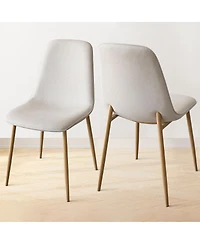 Maison Boucle 19.5" Seat Height Linen Dining Side Chairs Set of 2, Wood-Look Legs