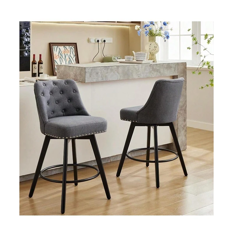 gaomon Dining Chair Bar Stools Set Of 2. Modern Swivel Counter Height Bar Stools for Kitchen Dining Room