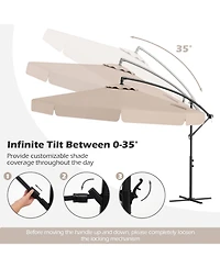Gouun 10 ft Patio Cantilever Umbrella with Protective Cover, Tilt and Ruffled Edge