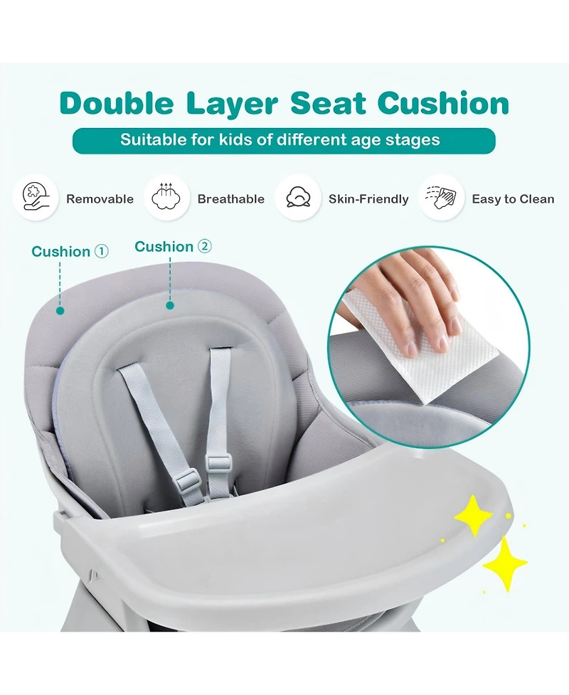 Gouun Baby 8-in-1 Convertible High Chair with Removable Tray