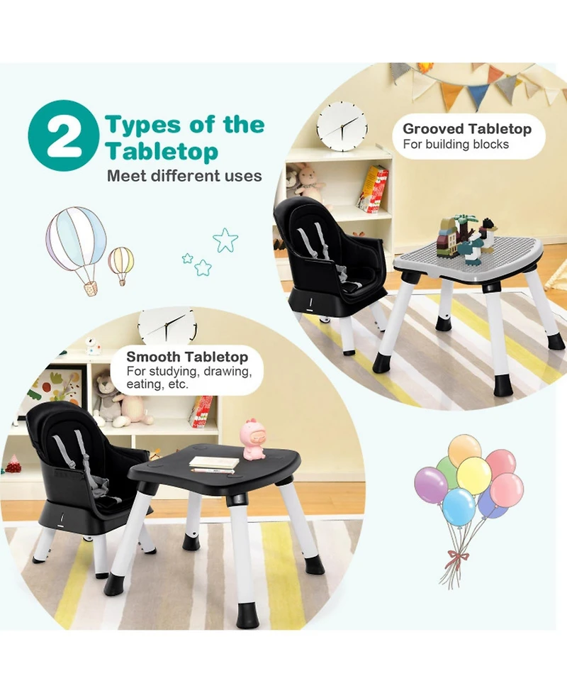 Gouun Baby Convertible 8-in-1 Baby Feeding Chair with Dual-Side Tabletop and Booster Seat