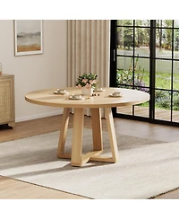 gaomon 4-6 Person Round Farmhouse Dining Table with Pedestal