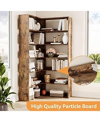 gaomon 70.9" 6-Tier L-Shaped Corner Bookshelf with Baffles, Tall Storage and Display Rack
