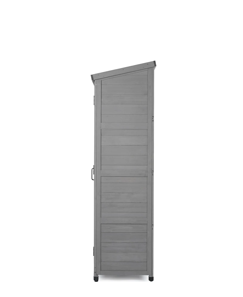 sumyeg Outdoor Storage Cabinet and Metal Top,Garden Storage Shed,Outdoor 68 Inches Wood Tall Shed for Yard and Patio
