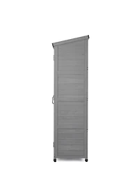 sumyeg Outdoor Storage Cabinet and Metal Top,Garden Storage Shed,Outdoor 68 Inches Wood Tall Shed for Yard and Patio