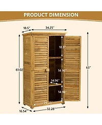 sumyeg Outdoor Storage Cabinet, Wood Garden Shed, Pool Storage Shed with Lockable Door, Waterproof Roof and 2 Removable Shelves