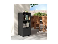 sumyeg Outdoor Storage Cabinet Patio Wicker Organizer with Drawer