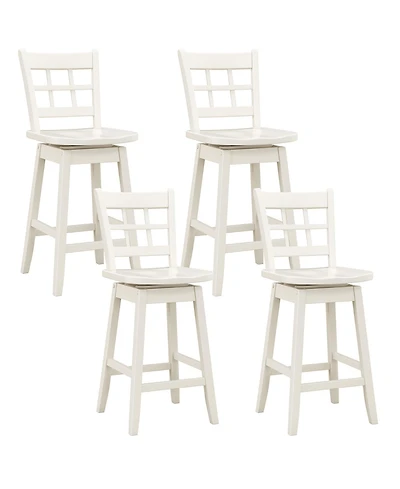 Gymax 4PCS 24.5 Inch Counter Height Bar Chairs Swivel Stools w/ Hollow Backrest