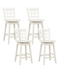 Gymax 4PCS 24.5 Inch Counter Height Bar Chairs Swivel Stools w/ Hollow Backrest