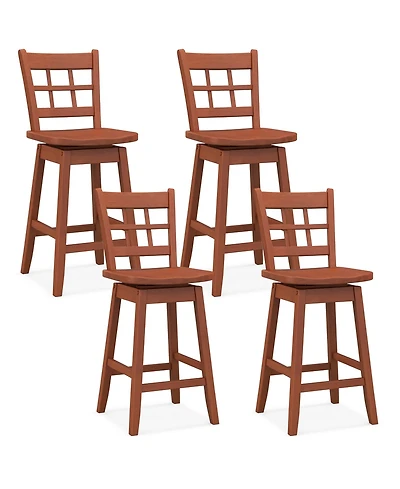 Gymax 4PCS 24.5 Inch Counter Height Bar Chairs Swivel Stools w/ Hollow Backrest