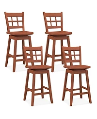 Gymax 4PCS 24.5 Inch Counter Height Bar Chairs Swivel Stools w/ Hollow Backrest