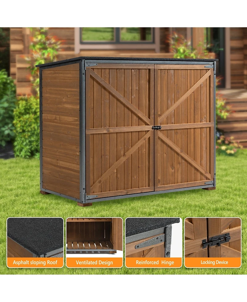 Sumyeg Outdoor Storage Cabinet 50.4"L X 26.8"W X 41"H, Garden Shed Tool Shed with Metal Frame