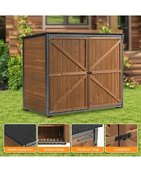Sumyeg Outdoor Storage Cabinet 50.4"L X 26.8"W X 41"H, Garden Shed Tool Shed with Metal Frame