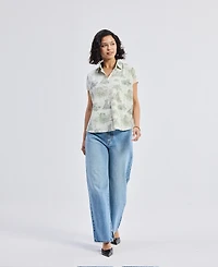 Reistor Women's Relaxed-fit Button-down Shirt Animal print