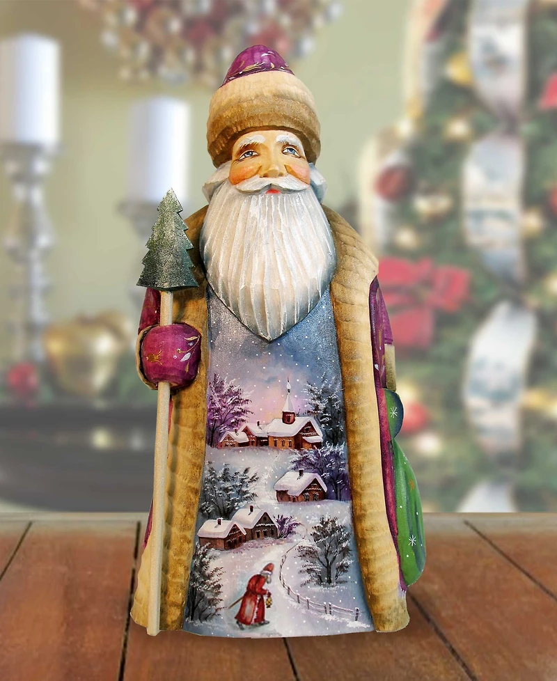 G.DeBrekht Woodcarved First Light Santa Figurine