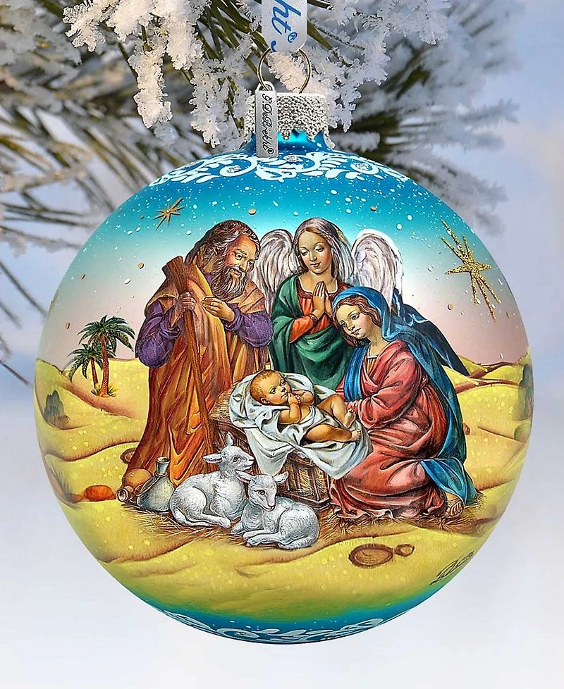G.DeBrekht Limited Edition Nativity Ball In Blue Glass Ornament