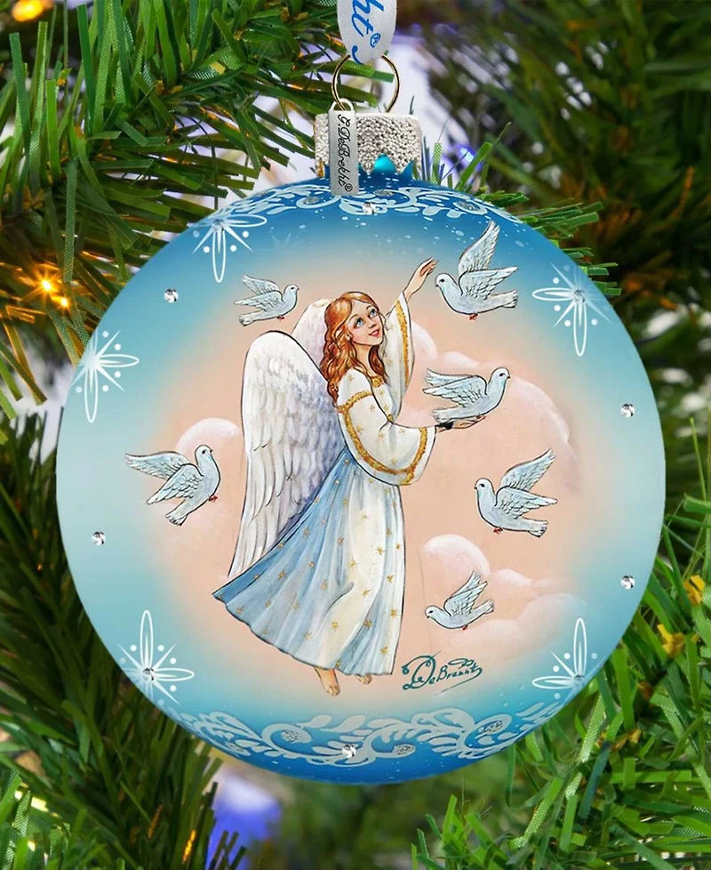 G.DeBrekht Angel Doves Ball Glass Ornament
