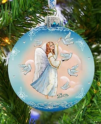 G.DeBrekht Angel Doves Ball Glass Ornament
