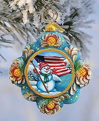 G.DeBrekht Hand Painted Scenic Ornament Patriotic Snowman