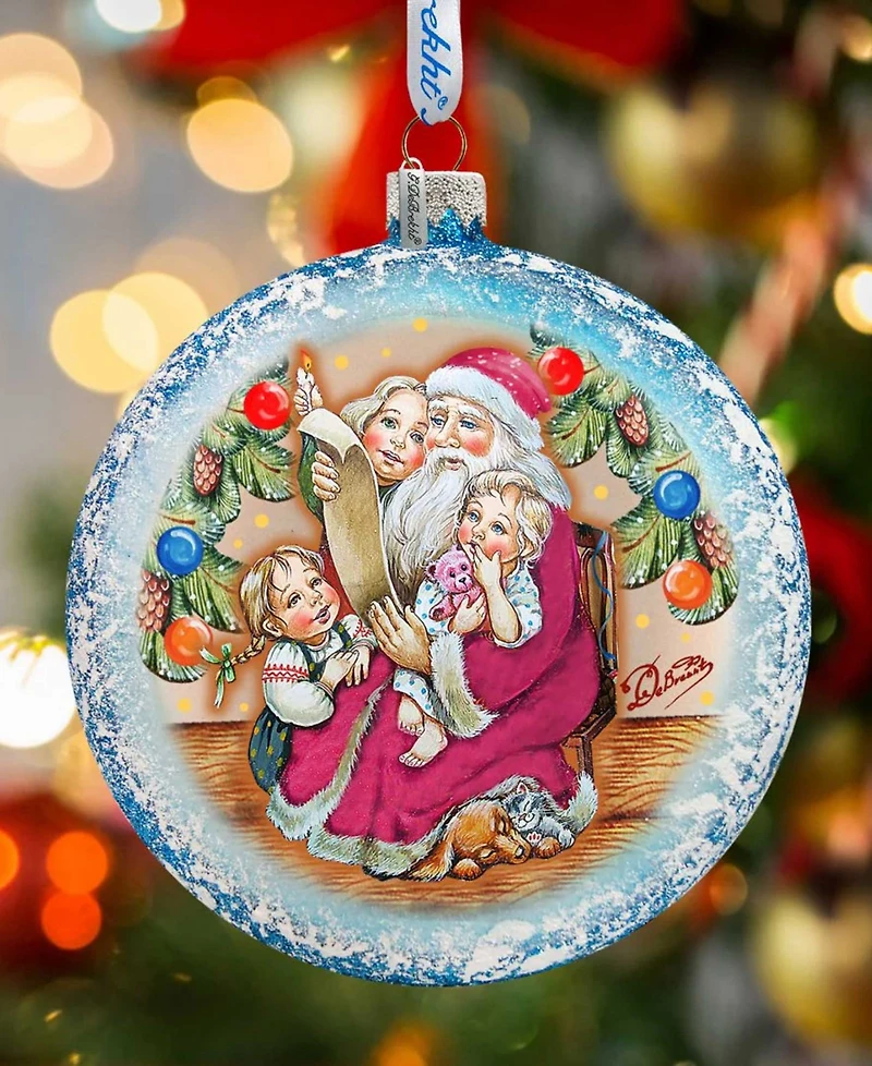 G.DeBrekht Santa List Circle Glass Ornament