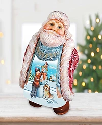 G.DeBrekht Scenic Santa with Child and Dog Making Snowman Figurine