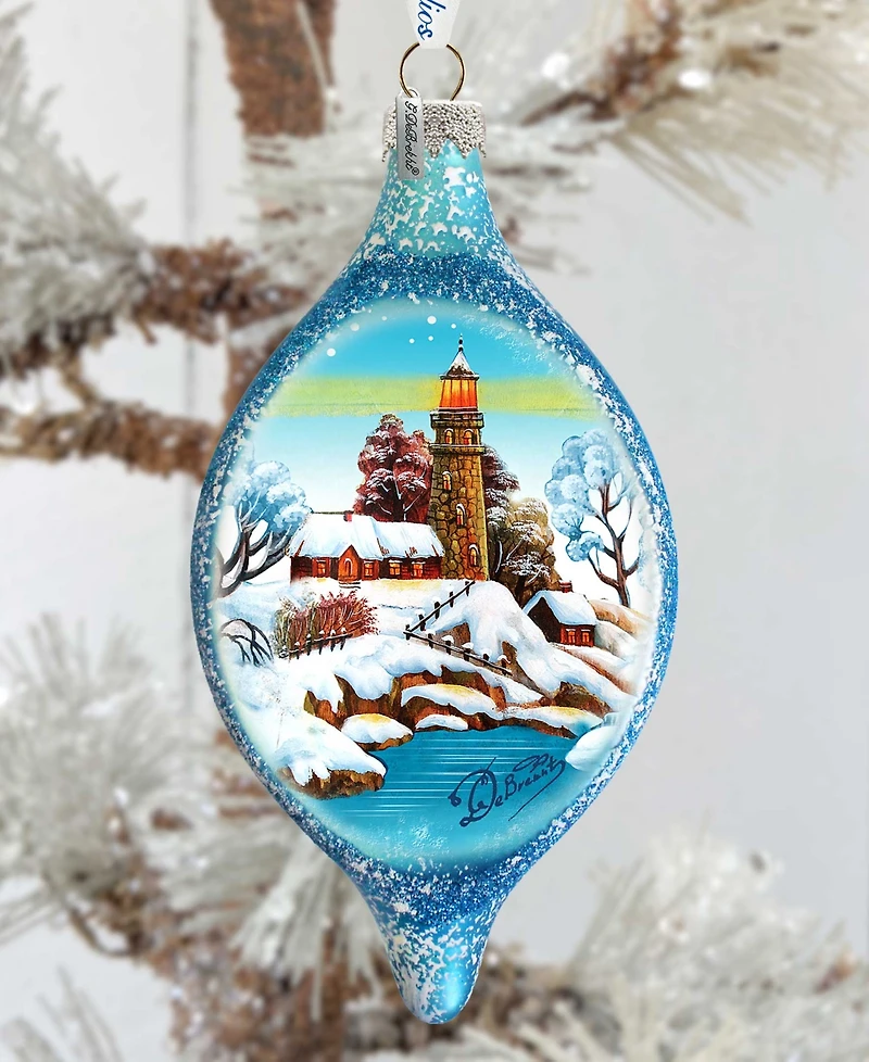 G.DeBrekht Lighthouse Glass Ornament Holiday Splendor