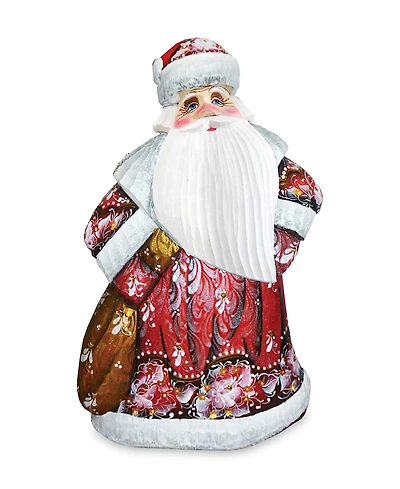 G.DeBrekht Woodcarved Hand Painted Ornamental Santa In Red Figurine