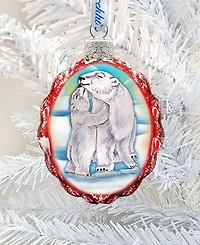 G.DeBrekht Santa Polar Bear Cubs Glass Ornament