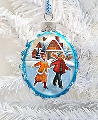 G.DeBrekht Fun Skiing Glass Ornament