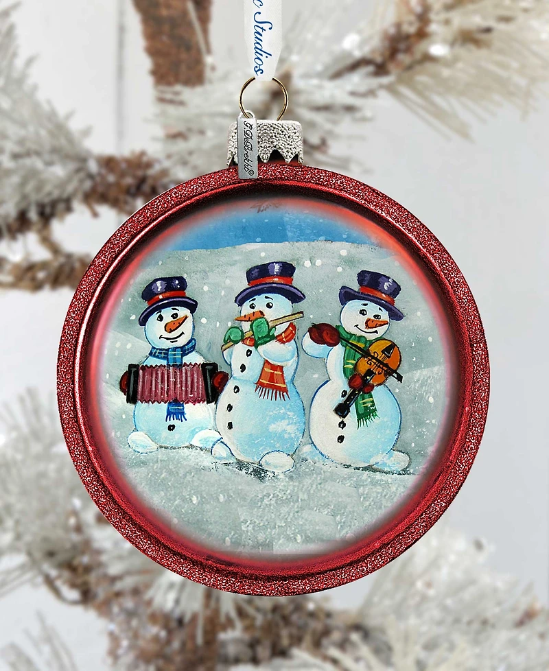 G.DeBrekht Snowmen C Ball Glass Ornament