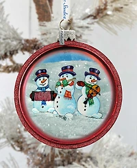 G.DeBrekht Snowmen C Ball Glass Ornament