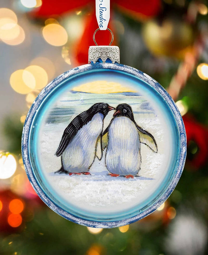 G.DeBrekht Penguins C Ball Glass Ornament