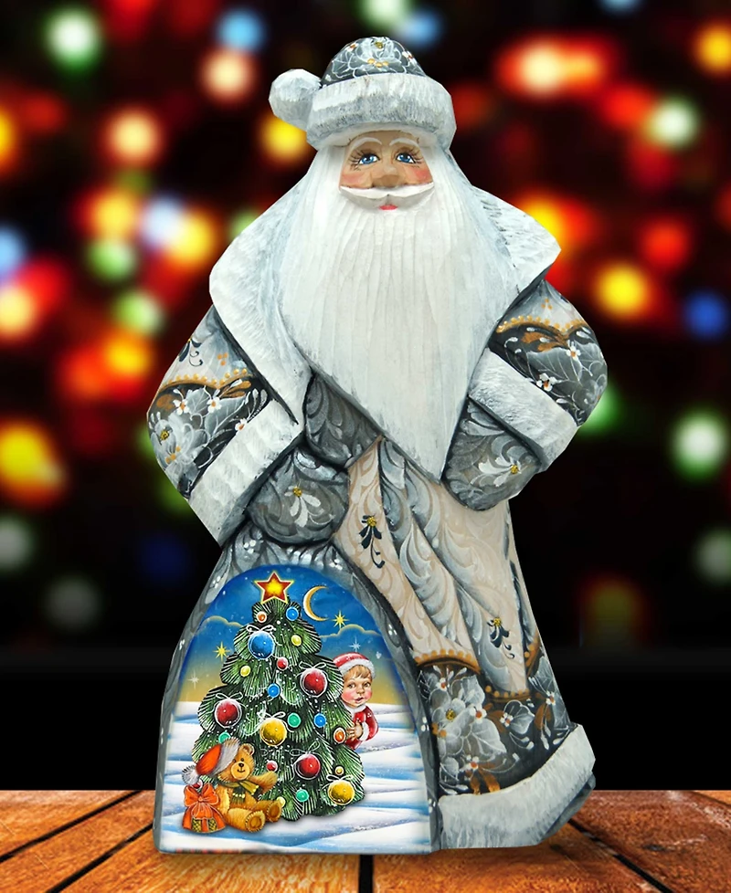G.DeBrekht Woodcarved Hand Painted Christmas Tree Dancing Santa Figurine