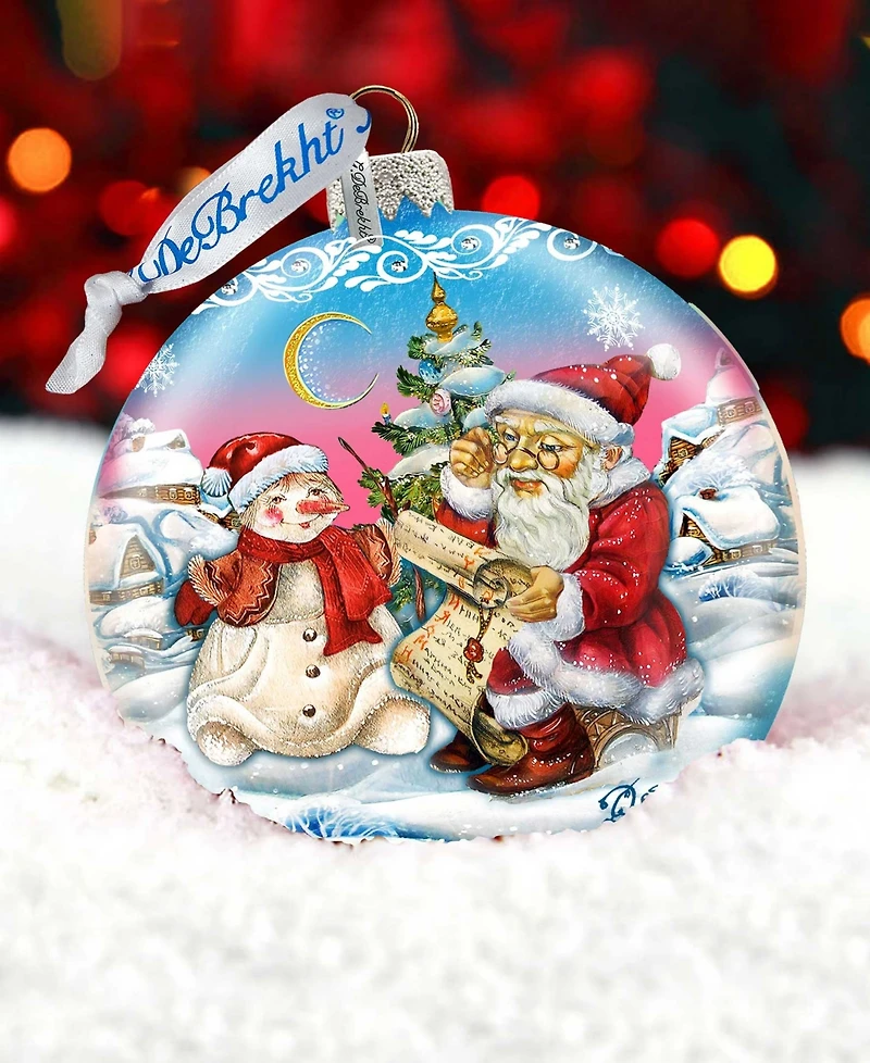 G.DeBrekht Limited Edition Oversized Retro Santa List Ball Glass Ornament