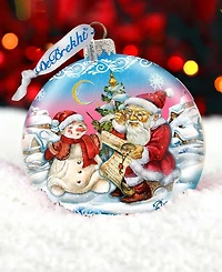 G.DeBrekht Limited Edition Oversized Retro Santa List Ball Glass Ornament