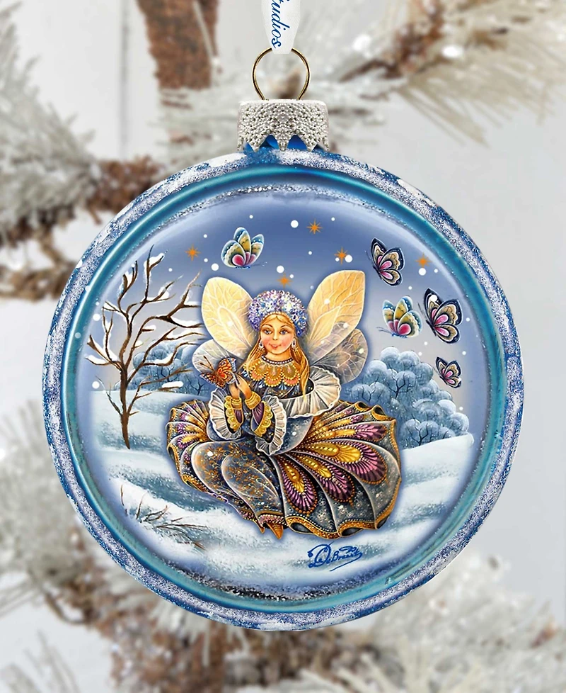 G.DeBrekht Fairy Girl Red Ball Hand Painted Glass Ornament